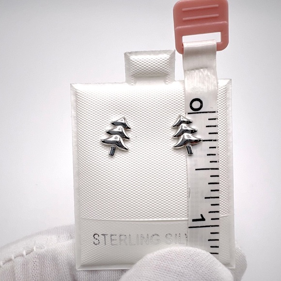.925 Sterling Silver Christmas Tree Stud Earrings - Picture 10 of 13